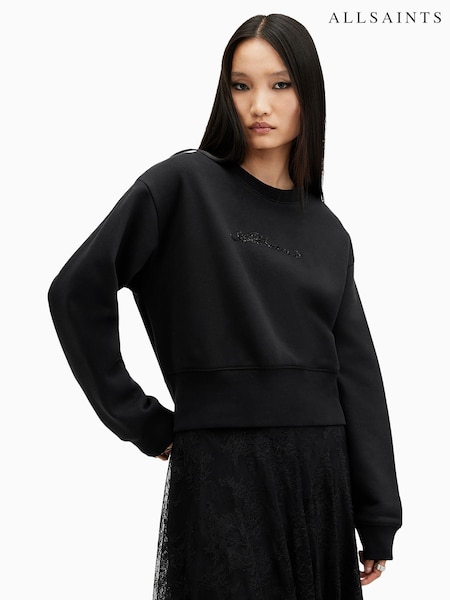 AllSaints Black Fern Emb Sweatshirt (AM3345) | £149