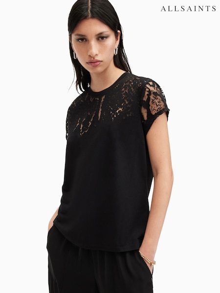 AllSaints Black Anna Snake Print T-Shirt (AM3371) | £45