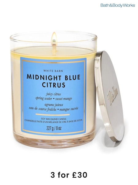 Bath & Body Works Clear Midnight Blue Citrus Single Wick Candle 8 oz / 227 g (AM3480) | £20