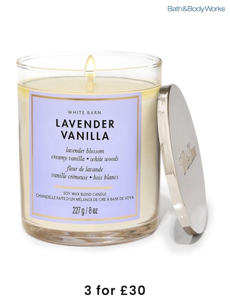 Bath & Body Works Clear Lavender Vanilla Single Wick Candle 8 oz / 227 g (AM3485) | £20