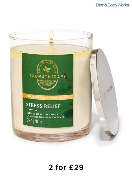 Bath & Body Works Clear Eucalyptus Spearmint Single Wick Candle 8 oz / 227 g (AM3490) | £20