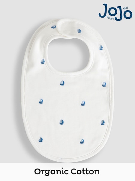 JoJo Maman Bébé Blue Organic Cotton Boat Bib (AM3617) | £6