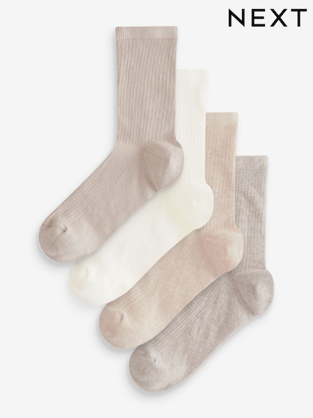 Neutral RIbbed Ankle Socks 4 Pack (AM3634) | £10