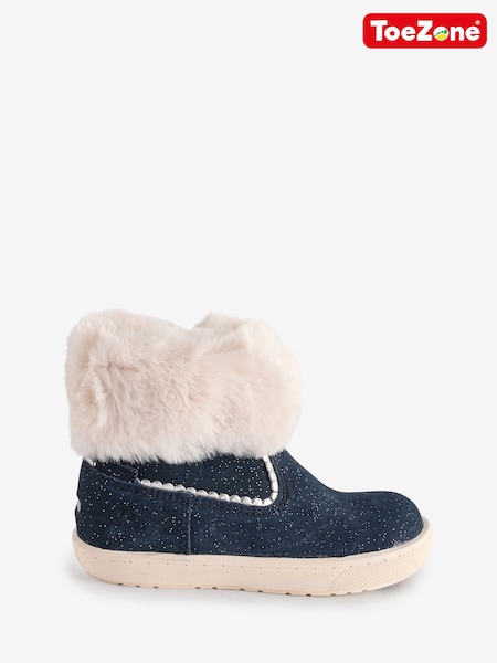 Toezone Girls Faith Suede Leather Faux Fur Zip Boots (AM3677) | £30 - £35