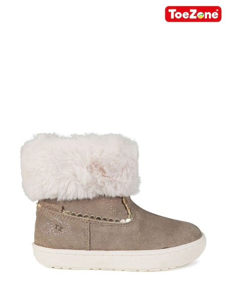 Toezone Girls Faith Suede Leather Faux Fur Zip Boots (AM3689) | £30 - £35