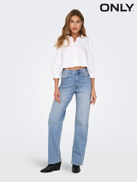 ONLY Blue Maddie Extra High Waisted Wide Leg Jeans with Comfort Stretch (AM3752) | £28