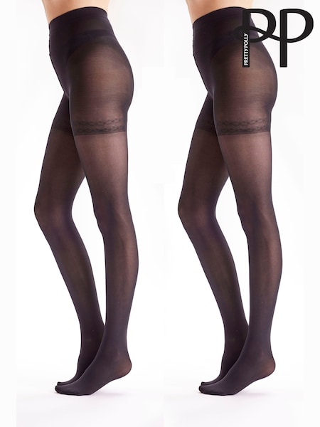 Pretty Polly 40 Denier In Shape Opaque Bodyshaper Black Tights 2 Pack (AM3758) | £24