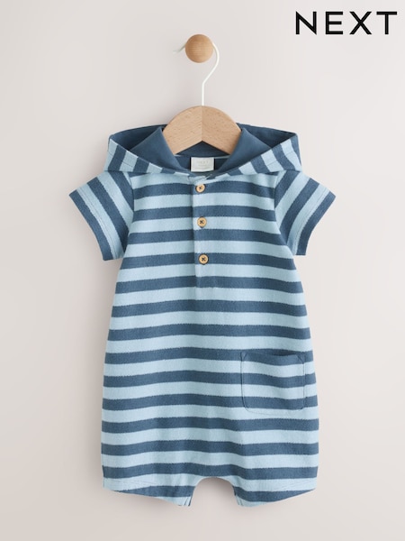 Blue Stripe Baby Sweat 100% Cotton Romper (AM3908) | £10 - £12
