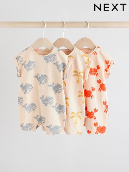 Multi Baby 100% Cotton Rompers 3 Pack (AM3924) | £17 - £21
