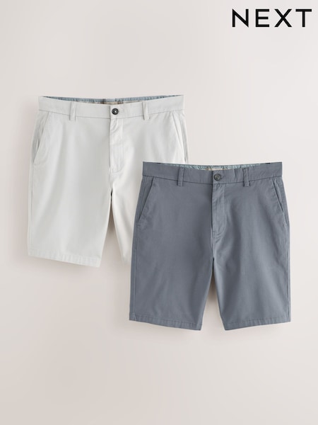 Blue/Grey Slim Fit Stretch Chino Shorts 2 Pack (AM3935) | £38