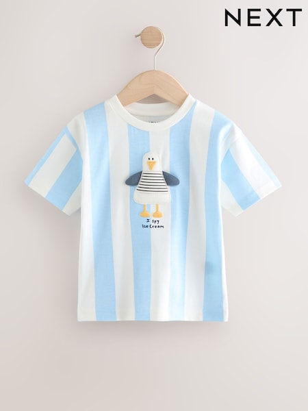 Seagull Stripe Short Sleeve Appliqué T-Shirt (3mths-7yrs) (AM3944) | £8 - £10