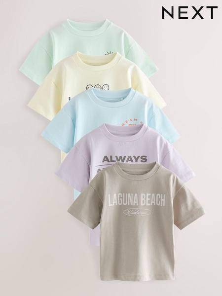 Multi Pastel Short Sleeve T-Shirts 5 Pack (3mths-7yrs) (AM3980) | £19 - £23