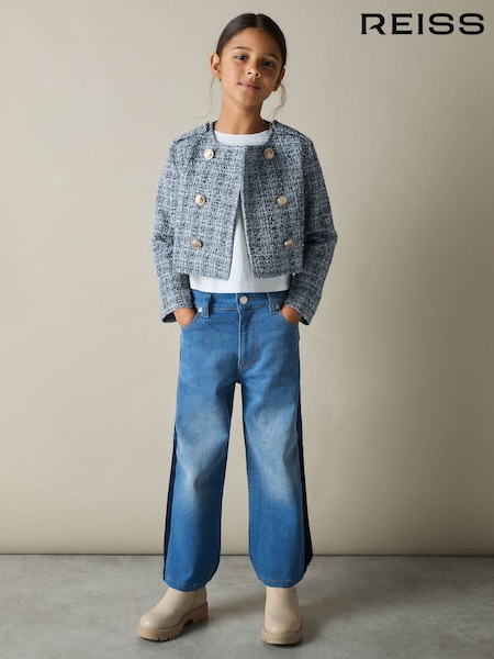Reiss Blue Magda 9-13 yrs Double-Breasted Bouclé Jacket (AM4077) | £76