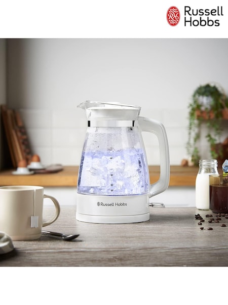 Russell Hobbs White and Clear Classic Glass Kettle (AM4099) | £30