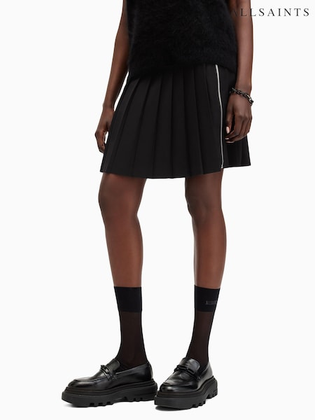 AllSaints Black Kilter Skirt (AM4237) | £139