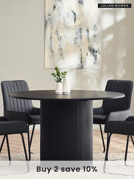 Julian Bowen Black Louis Fluted Round Dining Table (AM4561) | £650