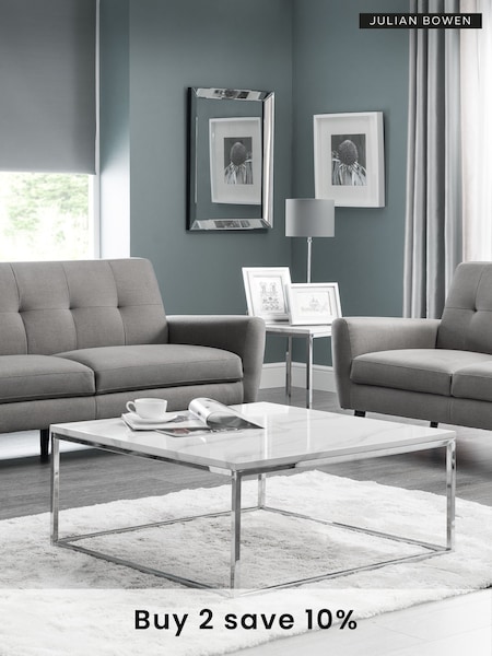 Julian Bowen White Marble Chrome Scala Marble Effect Top Coffee Table (AM4569) | £210