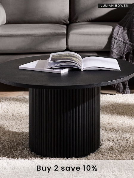 Julian Bowen Black Louis Fluted Round Coffee Table (AM4572) | £320