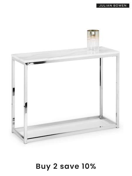 Julian Bowen White Marble Chrome Scala Effect Top Console Table (AM4573) | £235
