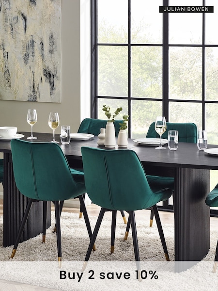 Julian Bowen Black Louis Fluted Extending Dining Table (AM4585) | £730