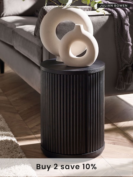 Julian Bowen Black Louis Fluted Side Table With Door (AM4594) | £210