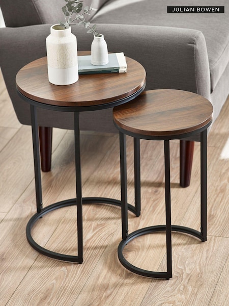 Julian Bowen Walnut Tribeca Round Nesting Side Tables (AM4595) | £110