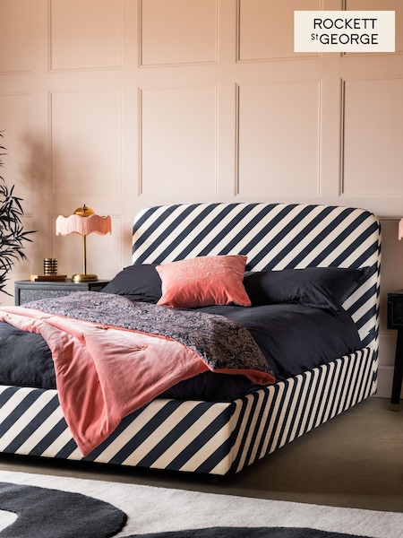 Rockett St George Studio Stripe Velvet Sand And Black Bed Jagger Bed (AM4611) | £525 - £550