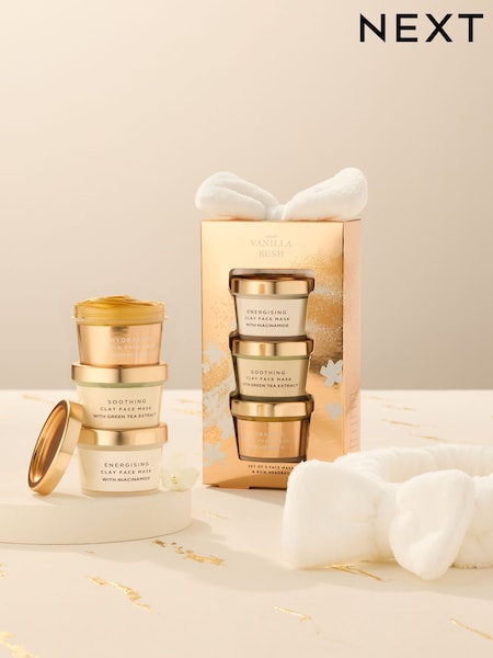 Set of 3 Vanilla Rush Face Masks and Bow Headband Gift Set (AM4759) | £14