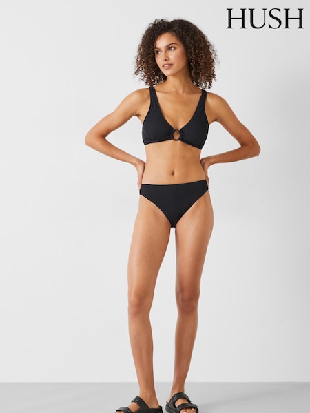 Hush Black Crinkle Ribbed Ring Bikini Top (AM4832) | £45