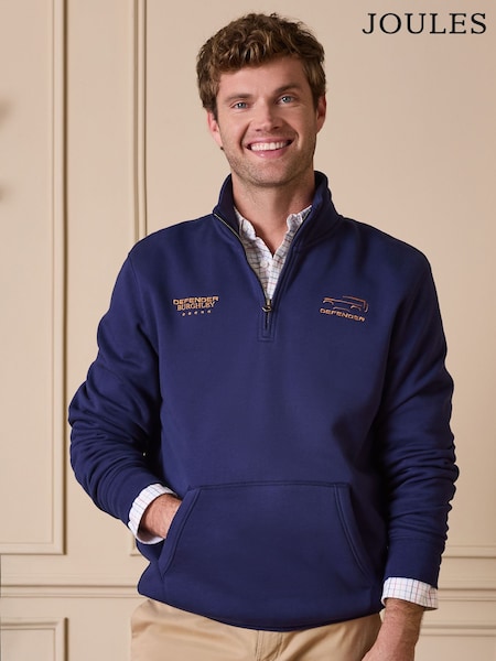 Joules Official Burghley Navy 1/4 Zip Long Sleeve Sweatshirt (AM4906) | £70