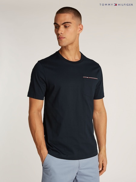 Tommy Hilfiger Blue Stripe Pocket 100% Cotton T-Shirt (AM4963) | £65
