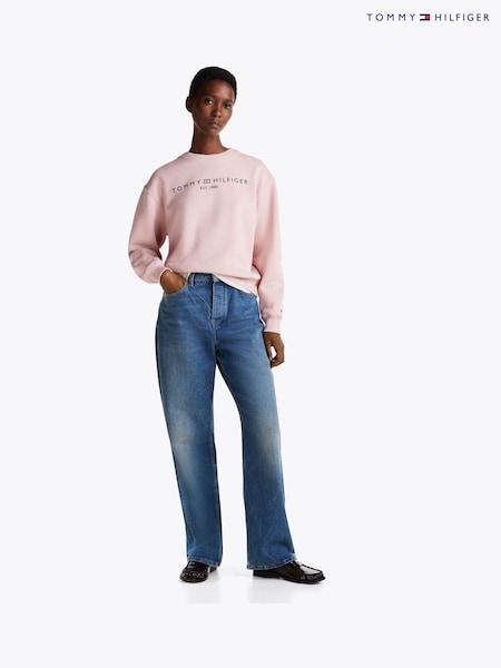 Tommy Hilfiger Pink Regular Fit Modern Crew Neck Sweatshirt (AM4970) | £90