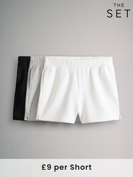 The Set Black/Grey Marl/Ecru 3 Pack Sweat Shorts (AM4983) | £27