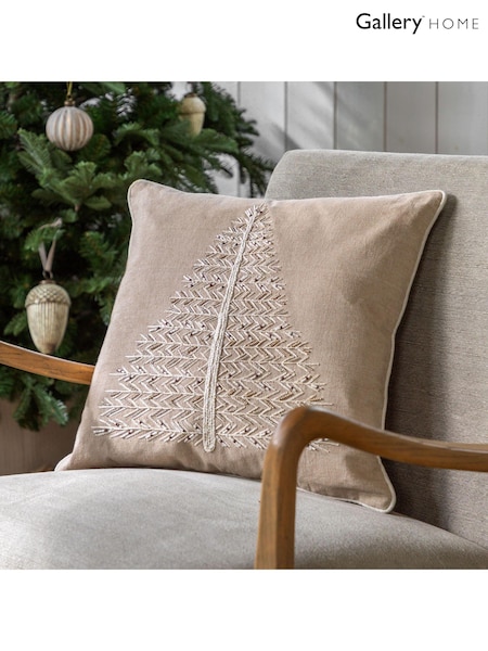 Gallery Home Natural Pearly Single Tree 100% Cotton Cushion 450x450mm (AM4990) | £28
