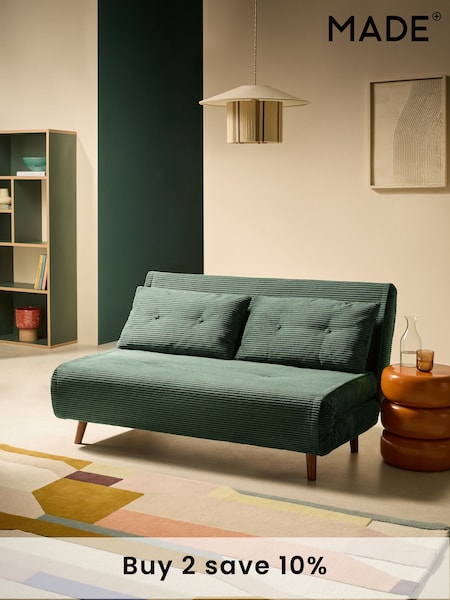 MADE.COM Olive Green Corduroy Large Haru 2 Seater Sofa Bed (AM5001) | £550