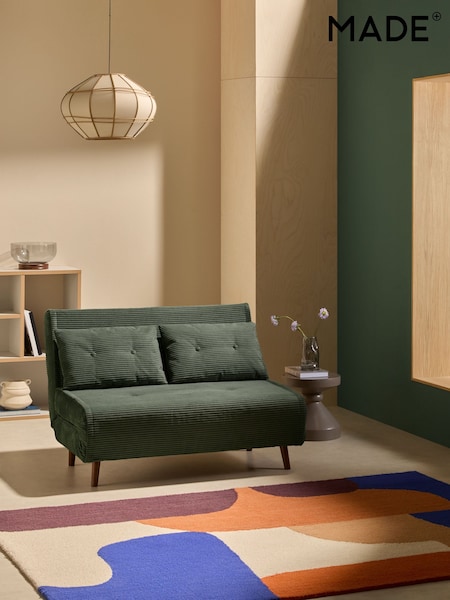 MADE.COM Olive Green Corduroy Haru 2 Seater Sofa Bed (AM5003) | £450