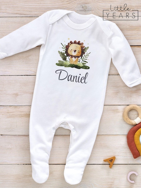 Personalised Lion Cub 100% Cotton Sleepsuit by Little Years (AM5085) | £16