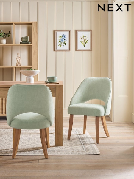 Set of 2 Green Remi Light Wood Leg Dining Chairs (AM5122) | £330