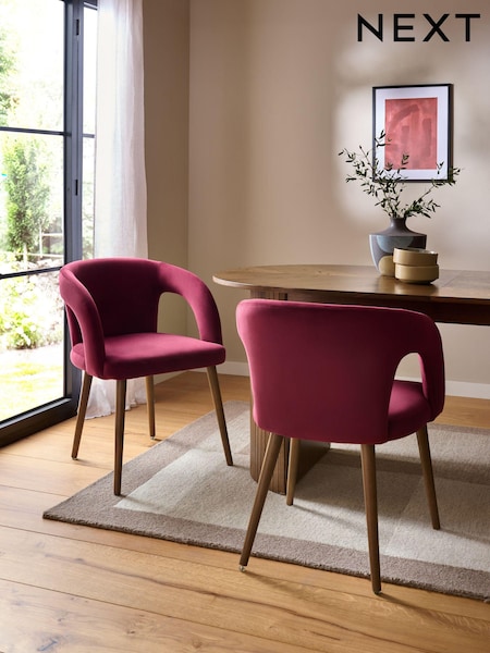 Set of 2 Pink Orton Dark Wood Leg Dining Chairs (AM5126) | £310