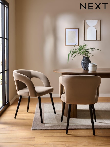 Set of 2 Mink Brown Orton Black Leg Dining Chairs (AM5127) | £310