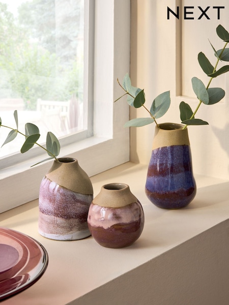 Purple/Pink Reactive Glaze Mini Bud Vases (AM5147) | £16