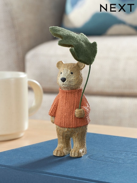 Natural Bertie Bear Under Autumnal Felt Leaf Ornament (AM5163) | £8