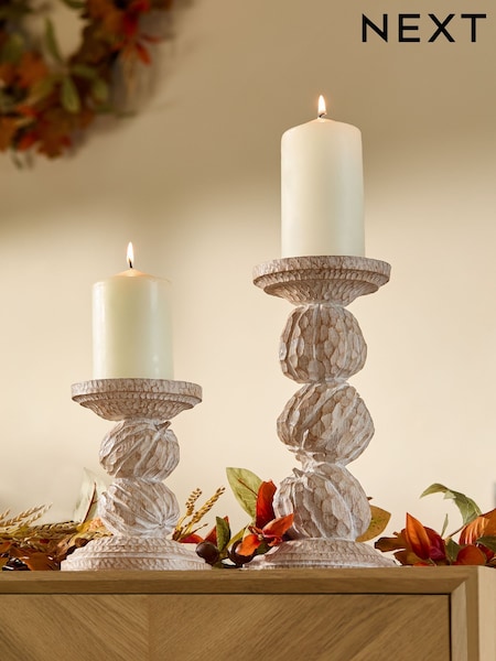 Natural Pumpkin Design Pillar Candle Holder (AM5176) | £16 - £24