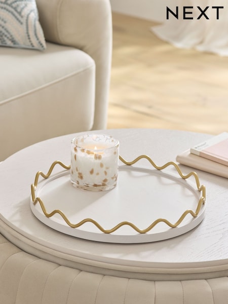 White Bronx Wooden Decorative Wiggle Tray (AM5184) | £28