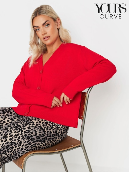 Yours Curve Red Limited Collection Button Through Cardigan (AM5369) | £29