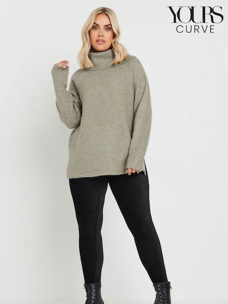 Yours Curve Black Corduroy Leggings (AM5383) | £24