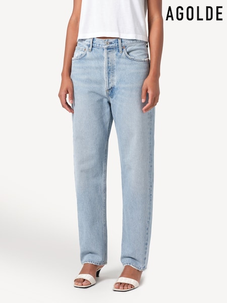 AGOLDE Force Blue 90's Crop Mid Rise Straight Jeans (AM5446) | £310