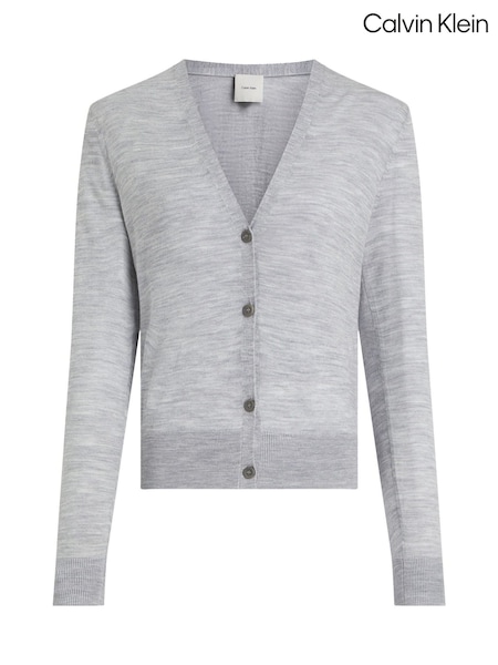Calvin Klein Grey Regular Fit Wool Blend Cardigan (AM5478) | £120