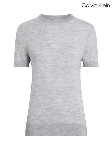 Calvin Klein Grey Regular Fit Wool Blend T-Shirt Jumper (AM5497) | £90