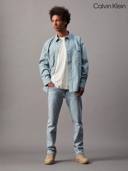 Calvin Klein Blue Relaxed 100% Cotton Poplin Shirt (AM5507) | £90